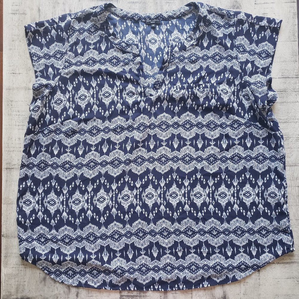 Anne Carson Woman Navy Cap Sleeve Top Size 2X
